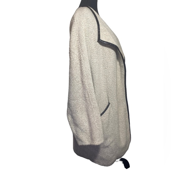 Zara Open Midi Faux Leather Lined Beige Cardigan Women’s Size Medium - Picture 4 of 7